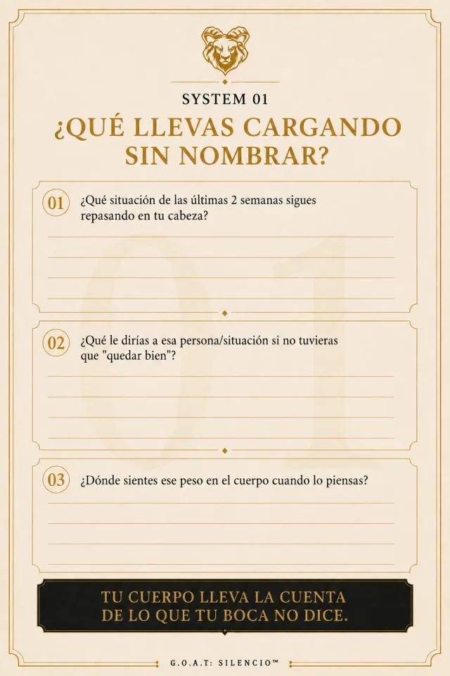 Página de autoevaluación: ¿qué llevas cargando sin nombrar?
